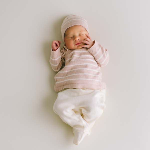 Primera puesta bebé rayas rosa